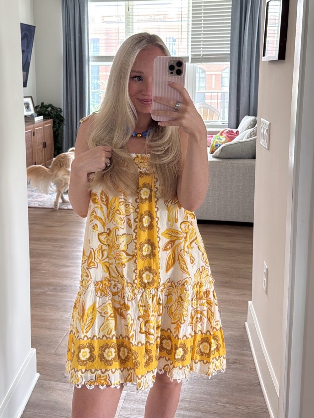 Caroline Constas yellow and white sundress